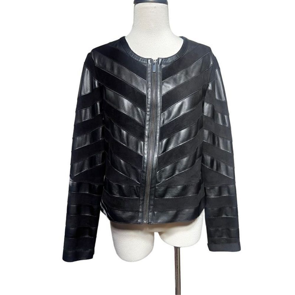 Bagatelle Vegan Suede Vegan Leather Long Sleeve Jacket Top Size  Large